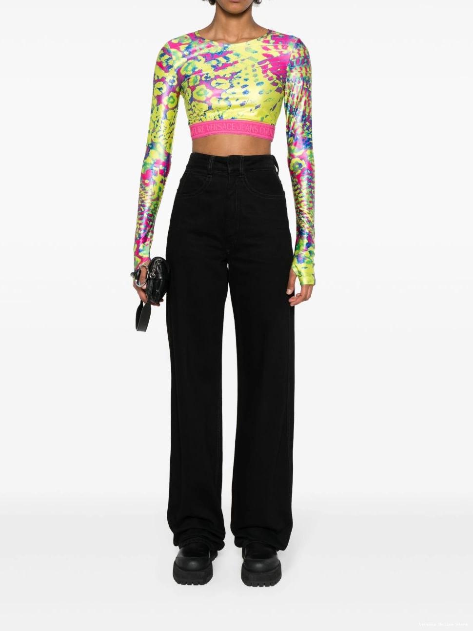 Affordable Couture Women crop top Jeans Animalier Versace 0702
